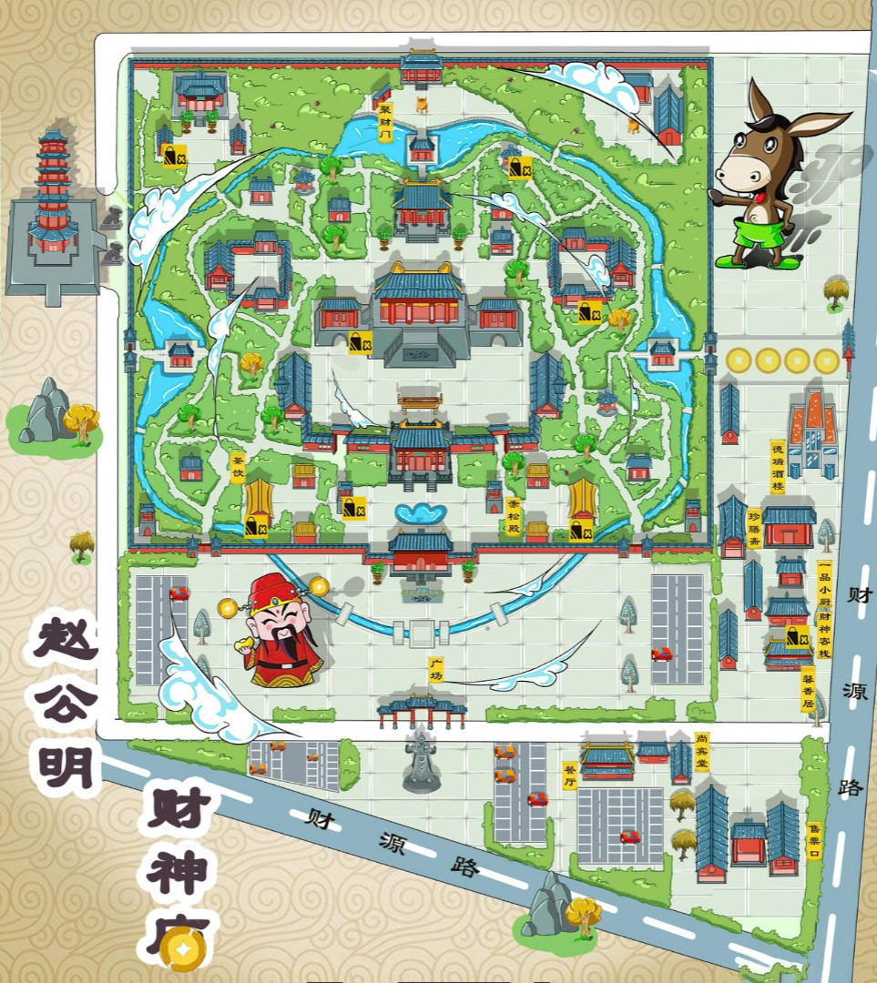 北林寺庙类手绘地图